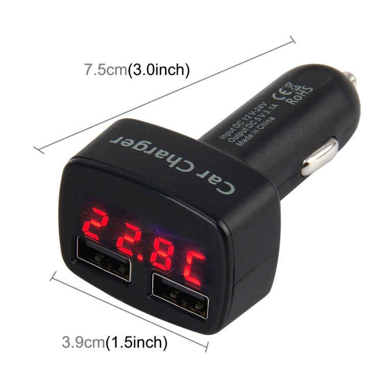 DC 12-24V Input Intelligent Matching Current Intelligent Charge 5V 3.1A Output Dual USB Ports Car Charger