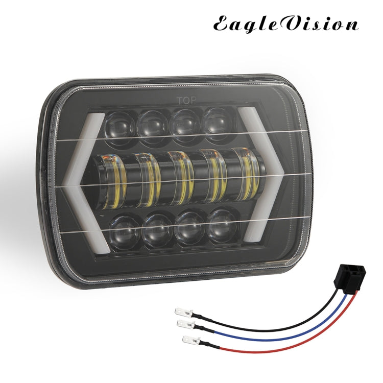 7 inch H4 DC 9V-30V 3000LM 6000K 30W IP67 8LED Lamp Beads Car Square Shape LED Headlight Lamps for Jeep Wrangler