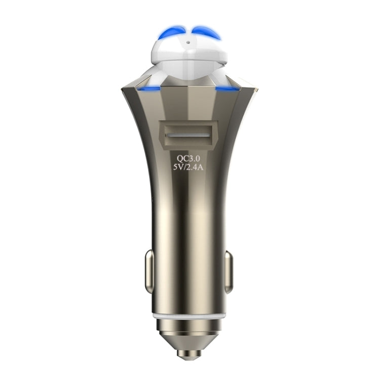 A8 3 in 1 Bluetooth Earphone & Safety Hammer & Car Charger, Support Hands-free Call & USB Quick Charger Function