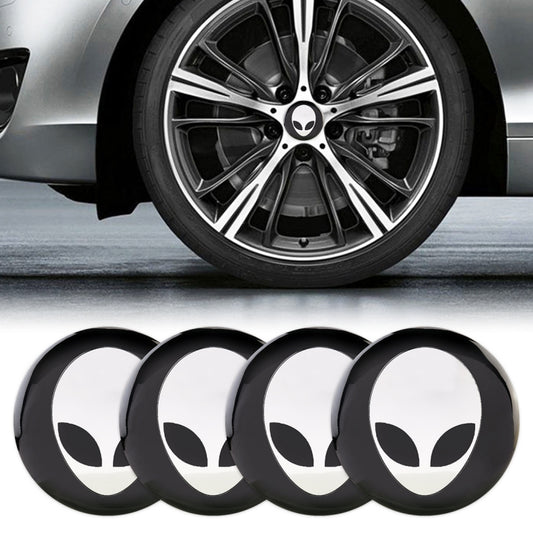 4 PCS Car-Styling Alien Pattern Metal Wheel Hub Decorative Sticker, Diameter: 5.8cm