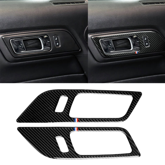 2 PCS Car USA Color Carbon Fiber Door Inner Handles Decorative Sticker for Ford Mustang 2015-2017