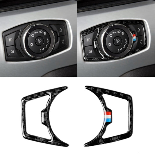 2 PCS Car USA Color Carbon Fiber Headlight Frame Decorative Sticker for Ford Mustang 2015-2017