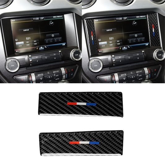 2 PCS Car USA Color Carbon Fiber Central Control Decorative Sticker for Ford Mustang 2015-2017