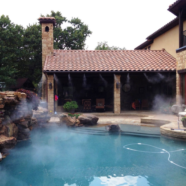 Outdoor Lawn Garden PE Hose Mist Watering Line Misting Cooling System with 21 x Mist Nozzles, Length: 15m