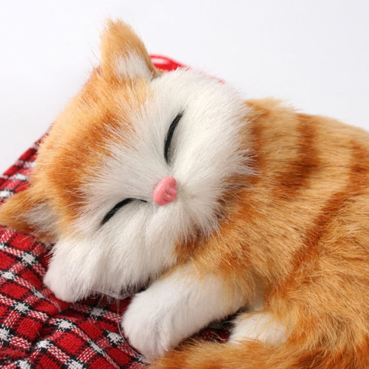 Lovely Simulation Animal Doll Plush Sleeping Cats Toy Cat Mat Doll Decorations Stuffed Toys Car Decoration Crafts, Mat Size: 19*13cm, Cat Size: 14*11cm