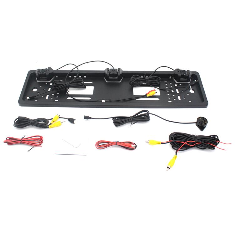 PZ600-L Europe Car License Plate Frame Rear View Camera Visual Rear View Parking System with 2 Reversing Radar Detector