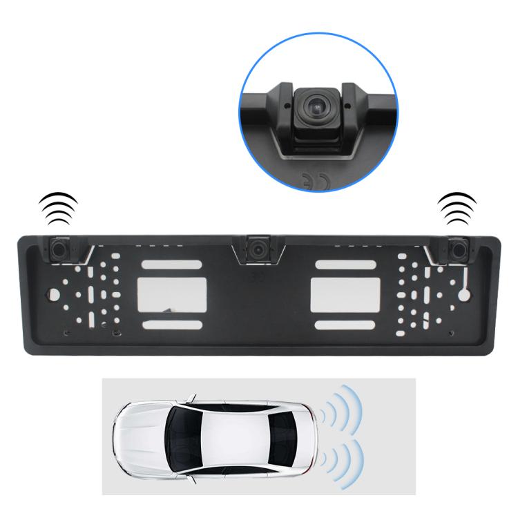 PZ600-L Europe Car License Plate Frame Rear View Camera Visual Rear View Parking System with 2 Reversing Radar Detector