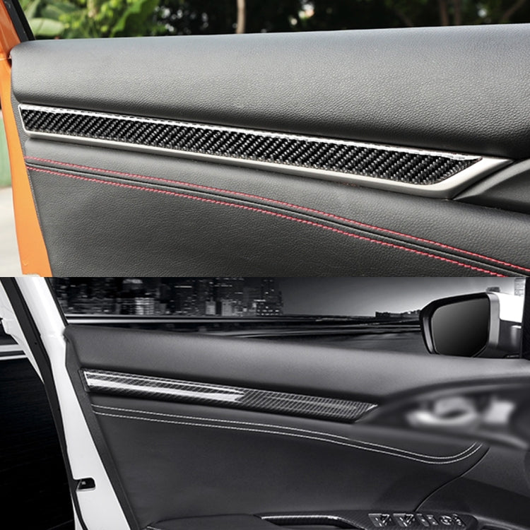 Carbon Fiber 3D Interior Door Trim Decals DIY Decorative Sticker for Honda Civic 10th Gen 2016-2019