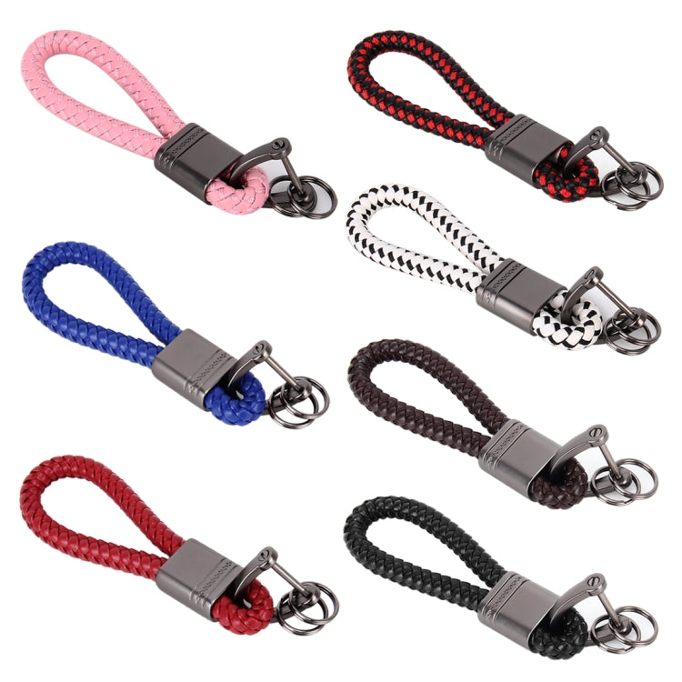 PU Leather Braided Strap Zinc Alloy Keychain Keyring, Random Color Delivery
