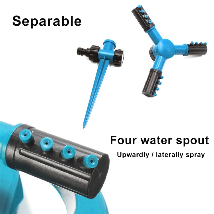 Automatic 360 Rotating Adjustable Garden Water Sprinklers Lawn Irrigation System with 3 Arm Sprayers and Spike Base