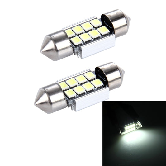 2 PCS 3W 200 LM 6000K 31MM 8 SMD-2835 LEDs Bicuspid Port Decoding Car Dome Lamp LED Reading Light, DC 12V