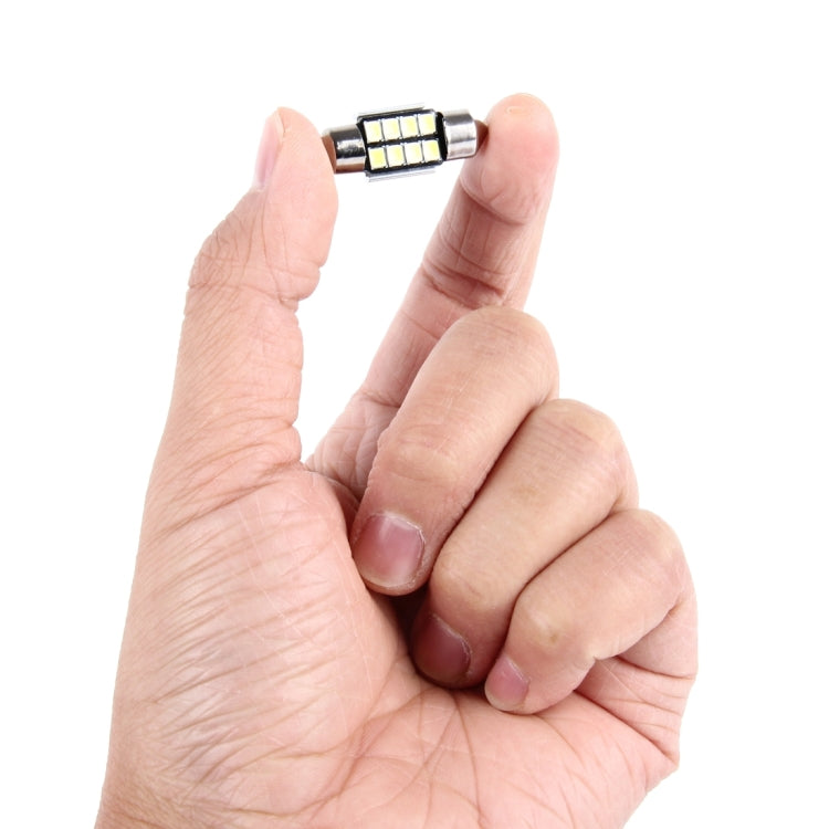 2 PCS 3W 200 LM 6000K 31MM 8 SMD-2835 LEDs Bicuspid Port Decoding Car Dome Lamp LED Reading Light, DC 12V