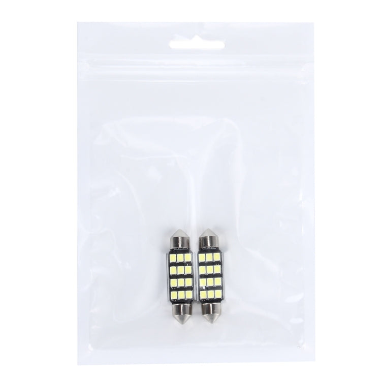 2 PCS 3.5W 250 LM 6000K 39MM 12 SMD-2835 LEDs Bicuspid Port Decoding Car Dome Lamp LED Reading Light, DC 12V