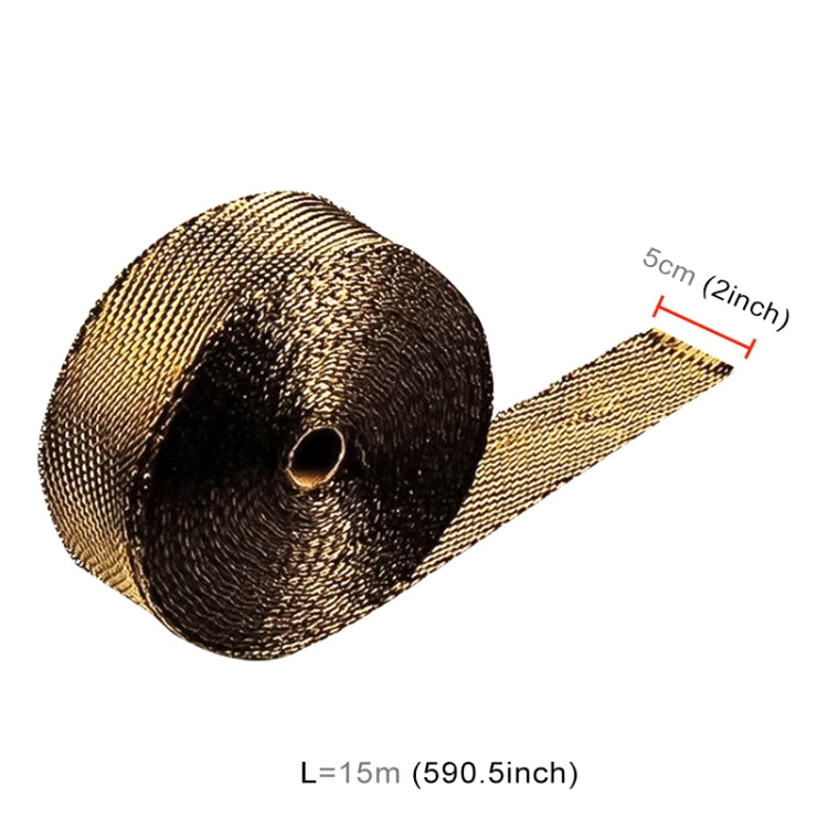15m Titanium Gold Exhaust Wrap Auto Motor Exhaust Heat Shield Wrap Heat Resistant Wrap