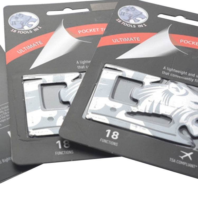 18 in 1 Multi-functional Stainless Steel Outdoor Camping EDC Steller Card Knife Screwdriver Headphone Wrap Fruit Peeler  Phone Kickstand  Inch and Centimeter Ruler Opener