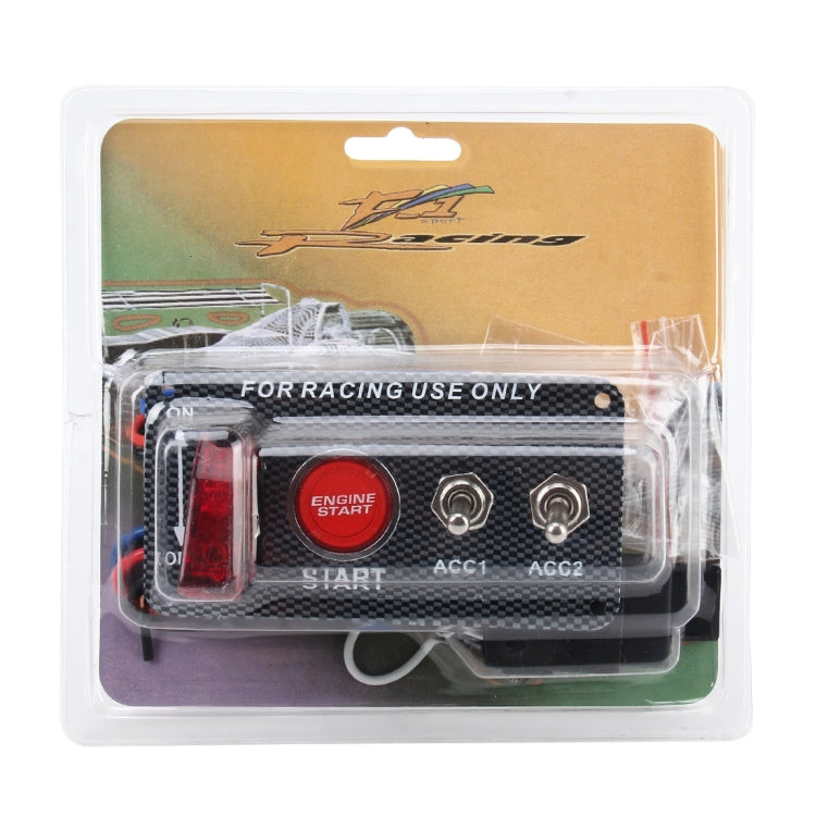 Racing Car Ignition Switch Panel Engine Start Start Push Button LED Racing Toggle Switch 12V Carbon Fiber Panel Multi-function Automatic Ignition Switch for Racing Cars