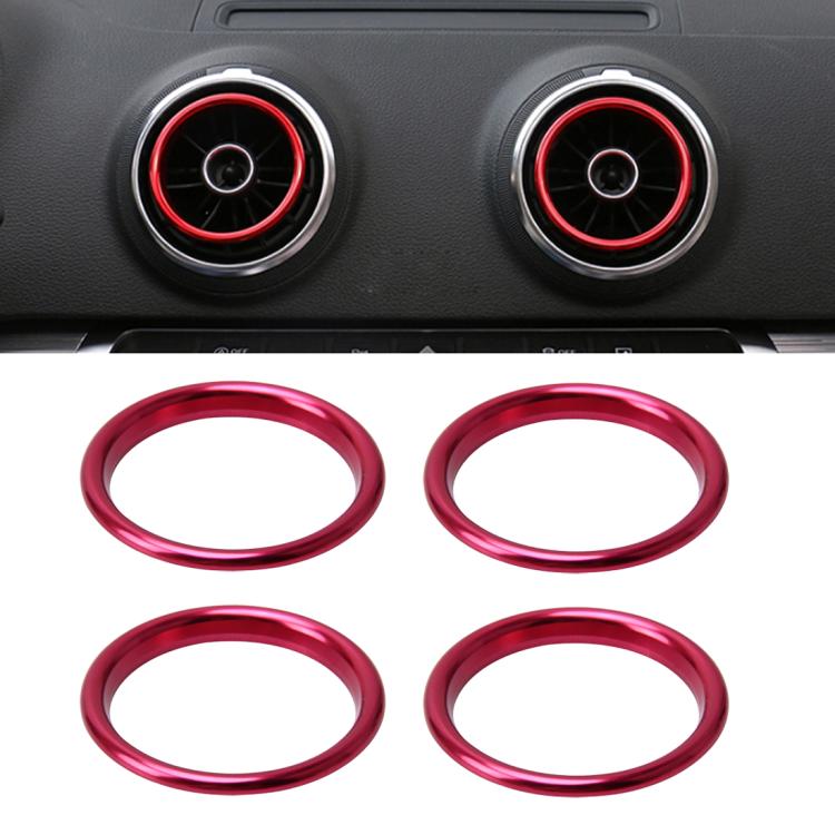 4 PCS Car Outlet Decorative Rings Aluminum Alloy Air Outlet Chrome Trim Ring Car Dashboard  Air Vents Cover Sticker Decoration for Audi A3