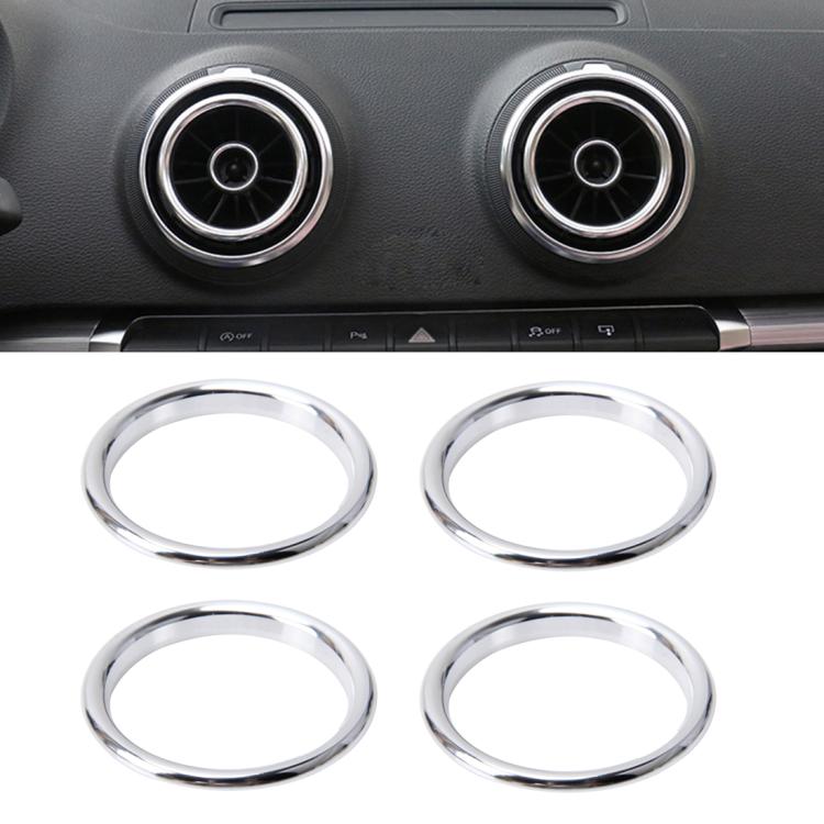 4 PCS Car Outlet Decorative Rings Aluminum Alloy Air Outlet Chrome Trim Ring Car Dashboard  Air Vents Cover Sticker Decoration for Audi A3