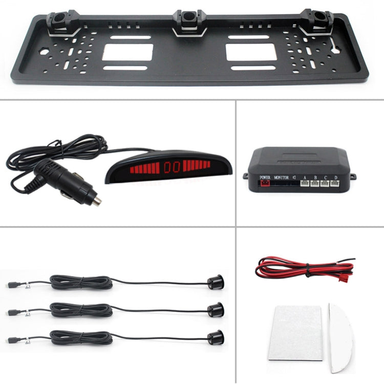 PZ300L-W Wireless Europe Car License Plate Frame Parking Sensors Reversing Radar with 3 Radar Detector