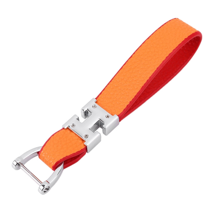 Car Metal Leather Key Ring Keychain, Random Color Delivery