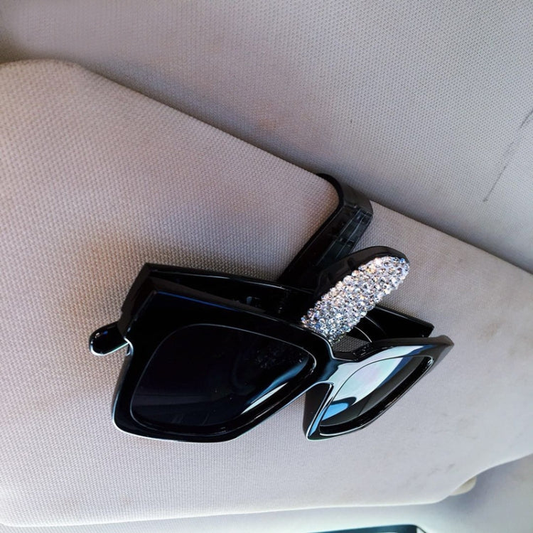 Car Pure Color Diamond Mounted Glasses Bill Clip Holder