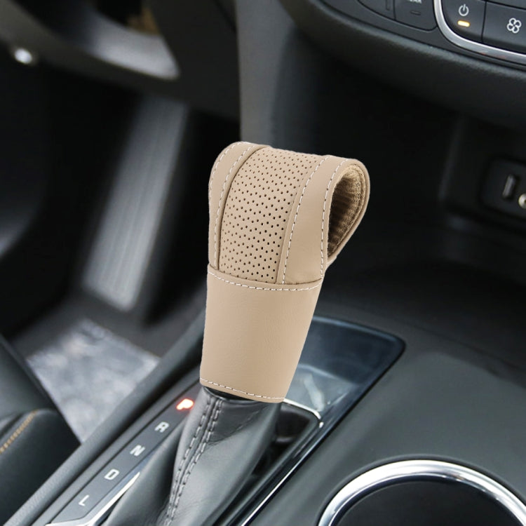 Universal Nonslip Breathable Genuine Leather Car Gear Shift Knob Cover