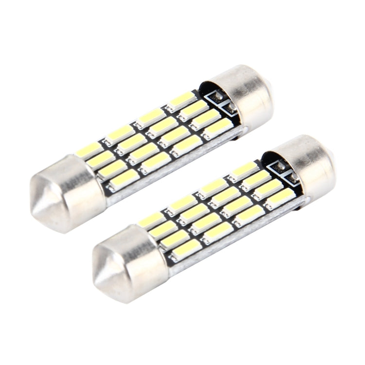 2 PCS 2W 100 LM 6000K 36MM Bicuspid Port Car Dome Lamp LED Reading Light with 16 SMD-4014 LED Lamps, DC 12V