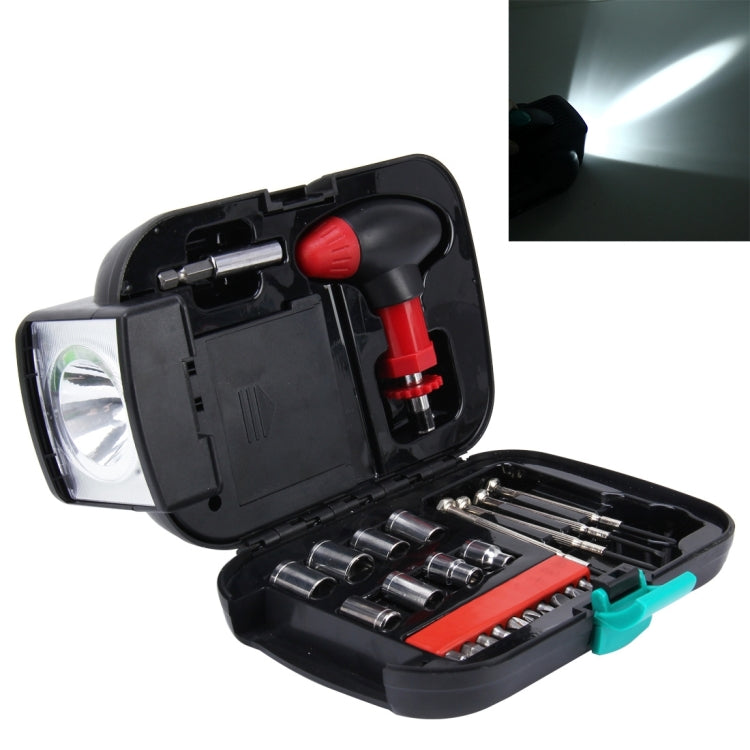 24 PCS Portable Flashlight Tool Box Set - Portable Auto, Home, Emergency Tool Kit with Flashlight, 24 PCS with Flashlight