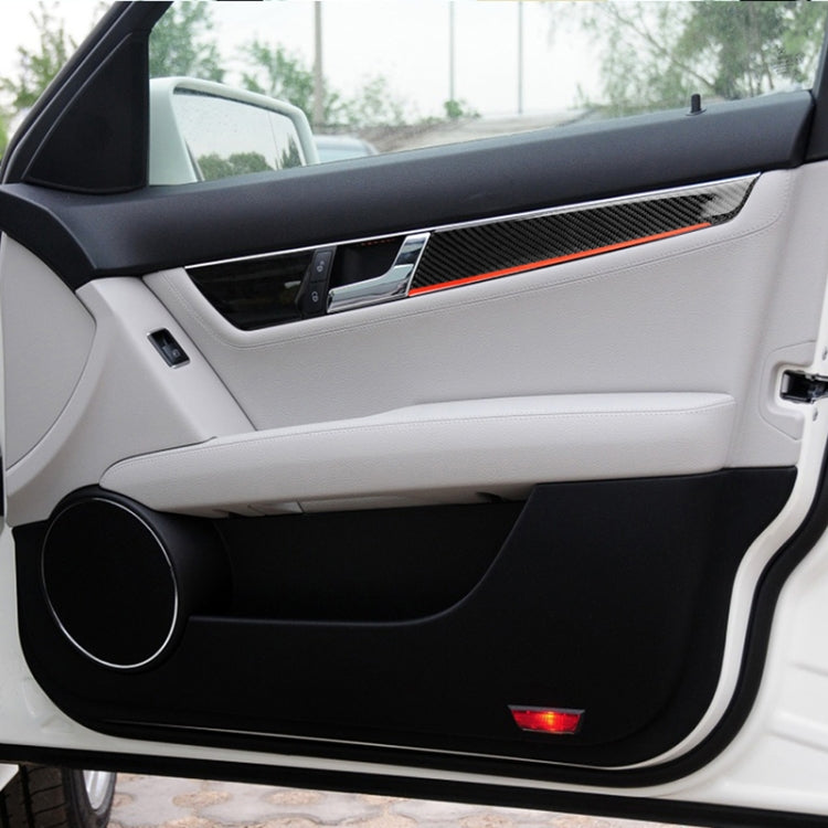 4 PCS Car Carbon Fiber Red Inner Door Panel Decorative Sticker for Mercedes-Benz W204 2007-2013