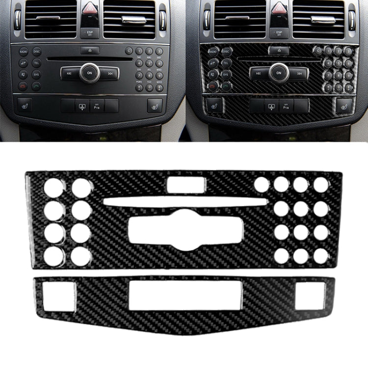 Car Carbon Fiber Center Console Panel Decorative Sticker for Mercedes-Benz W204 C Class 2007-2010