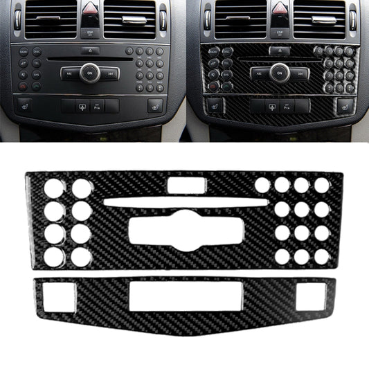 Car Carbon Fiber Center Console Panel Decorative Sticker for Mercedes-Benz W204 C Class 2007-2010