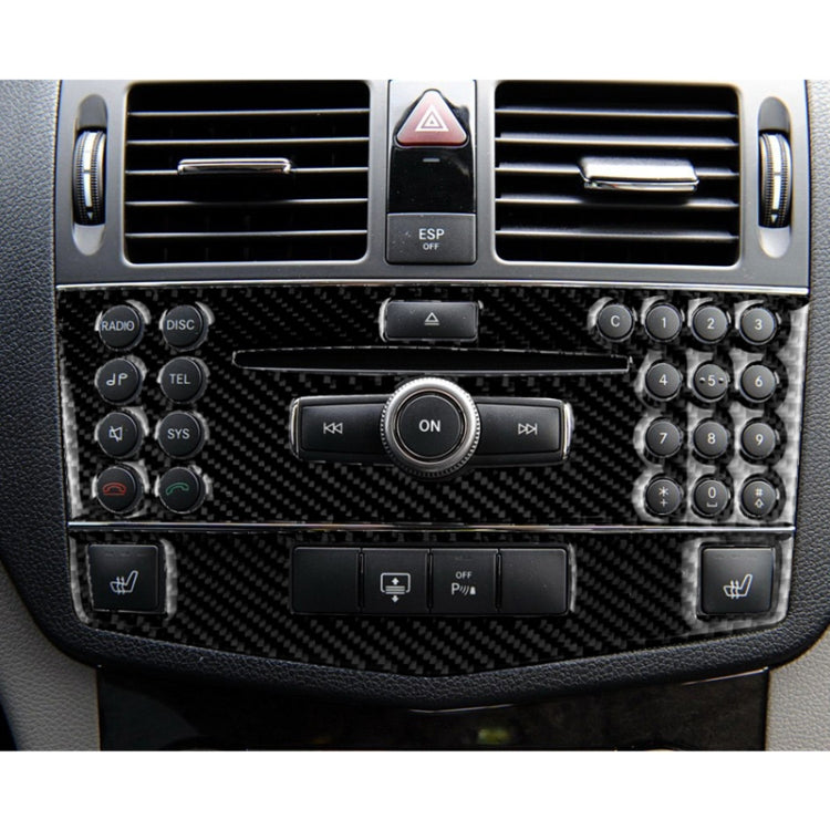 Car Carbon Fiber Center Console Panel Decorative Sticker for Mercedes-Benz W204 C Class 2007-2010