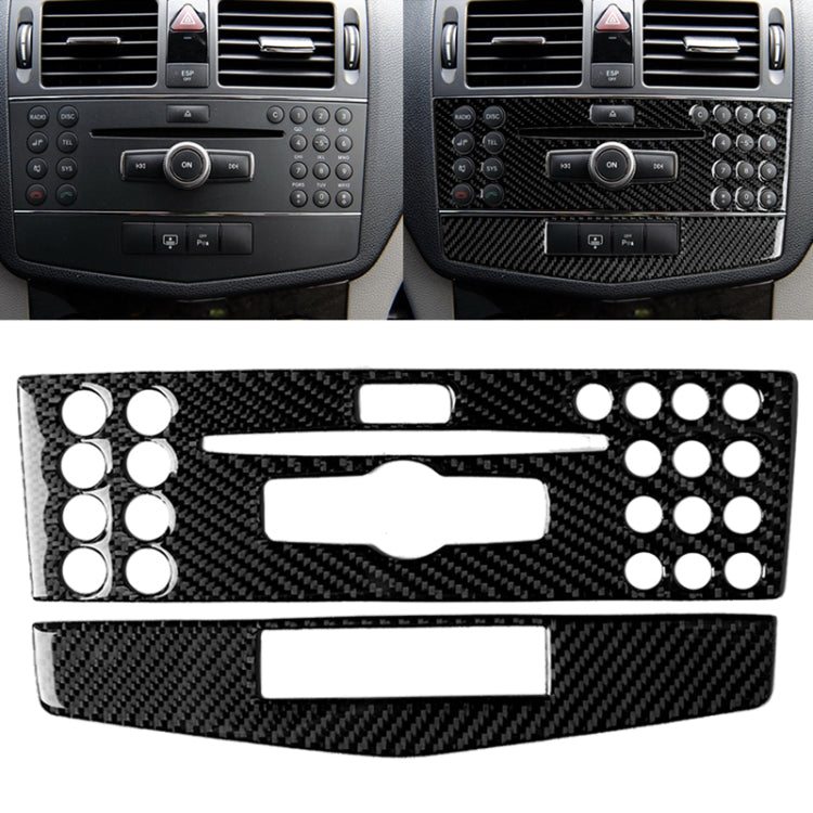 Car Carbon Fiber Center Console Panel Decorative Sticker for Mercedes-Benz W204 C Class 2007-2010