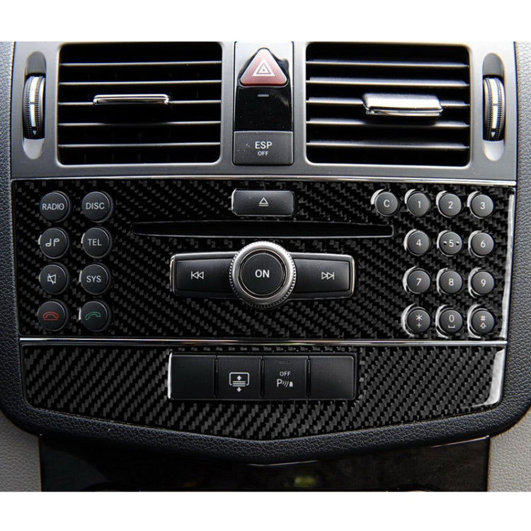 Car Carbon Fiber Center Console Panel Decorative Sticker for Mercedes-Benz W204 C Class 2007-2010