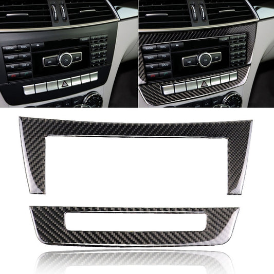 Car Carbon Fiber Central Control CD Panel Decorative Sticker for Mercedes-Benz W204 2011-2013 7-buttons