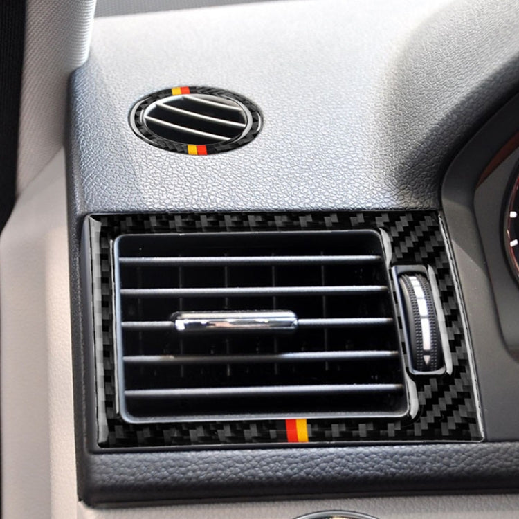 Car German Flag Carbon Fiber Air Outlet Ring + Intermediate Air Outlet + Side Air Outlet Panel Decorative Sticker for Mercedes-Benz W204 207-2010