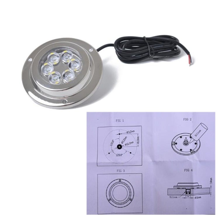 DC 10-30V 12W IP68 316 Stainless 6 LEDs White Light Underwater Light Boat High Power Bright for Marine / Yacht
