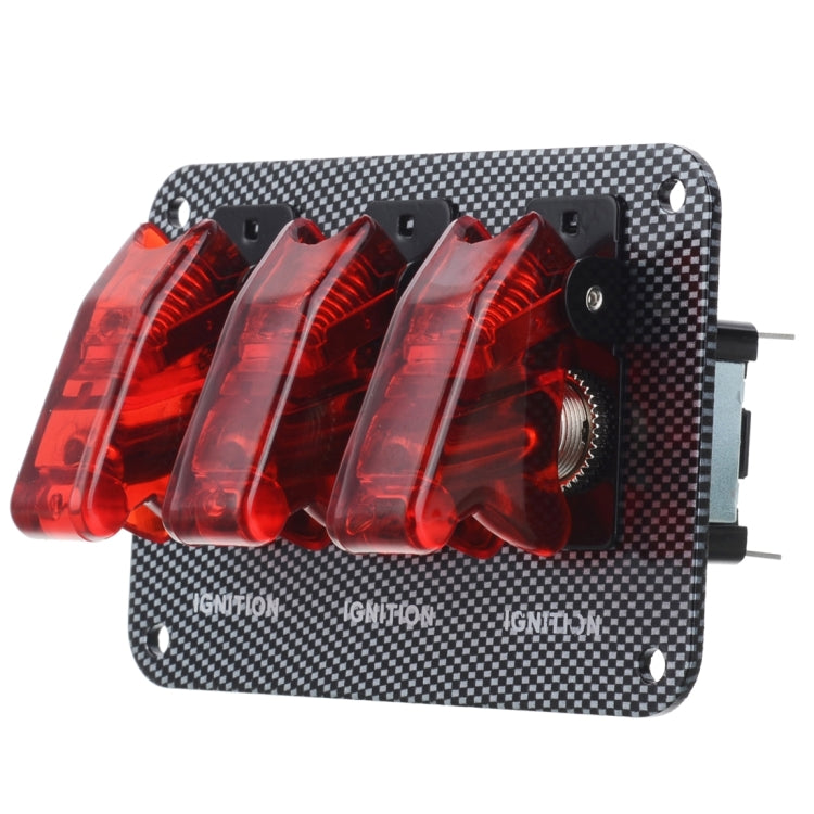 Jtron DV 12V Carbon Fiber Surface Panel Car Toggle Switch with Red LED Indicator