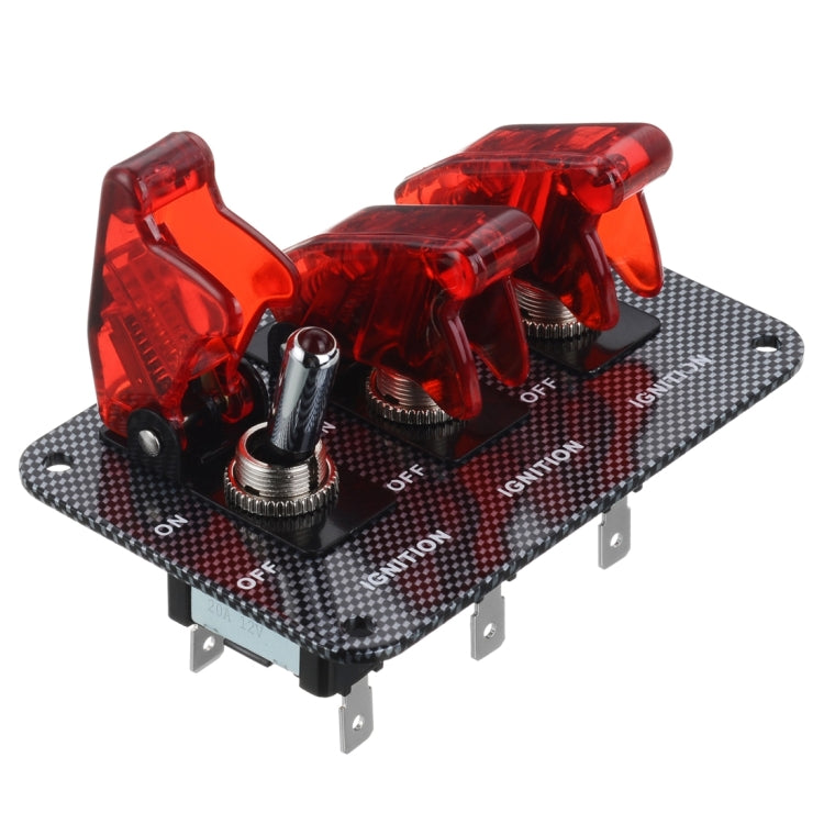 Jtron DV 12V Carbon Fiber Surface Panel Car Toggle Switch with Red LED Indicator