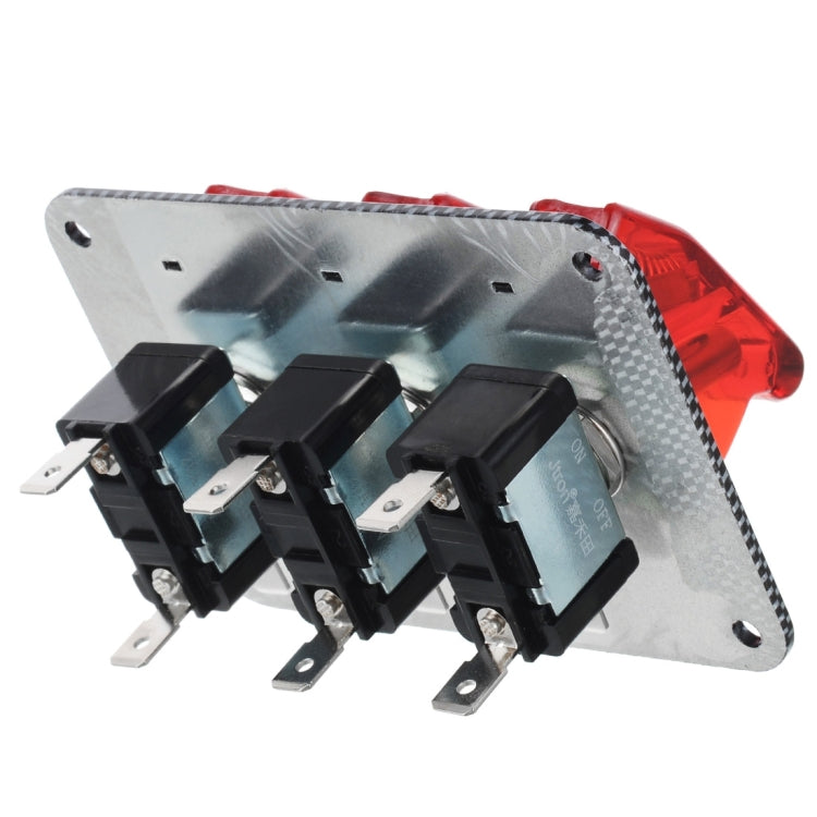 Jtron DV 12V Carbon Fiber Surface Panel Car Toggle Switch with Red LED Indicator