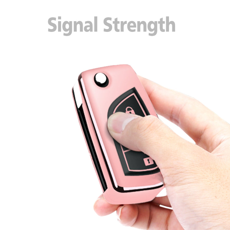 TPU One-piece Electroplating Opening Full Coverage Car Key Case with Key Ring for TOYOTA YARIS L / COROLLA / YARIS L / CAMRY / VIOS / HIGHLANDER