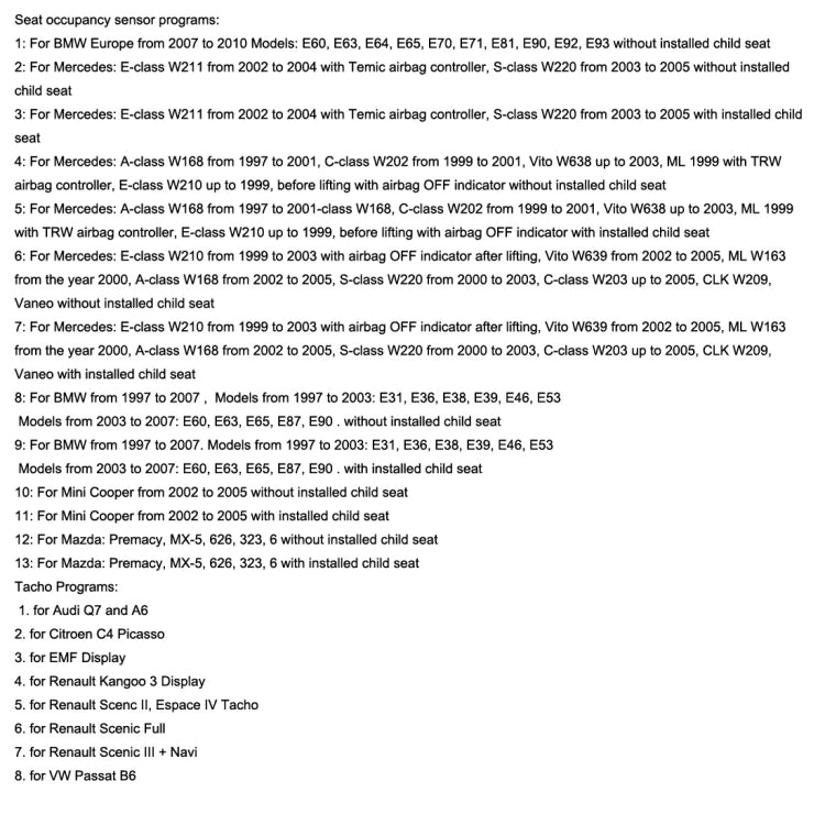 SQU OF68 Universal Car Emulator Signal Reset Immo / Tacho Programs Place ESL Diagnostic Seat Occupancy Sensor Tool