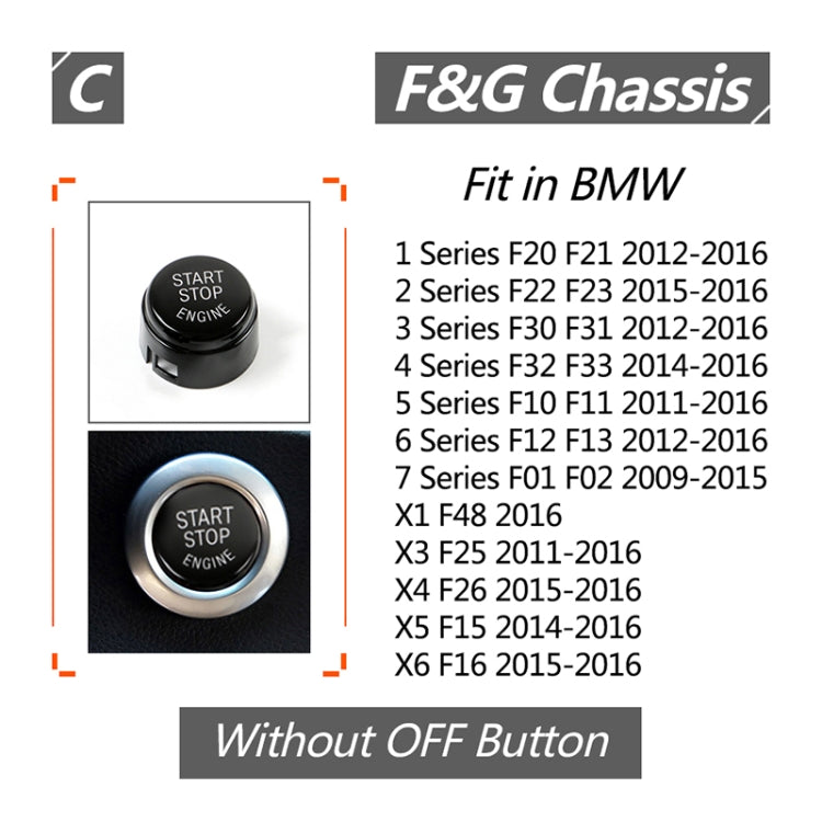 Car Engine Start Key Push Button Cover for BMW G / F Chassis,  without Start and Stop