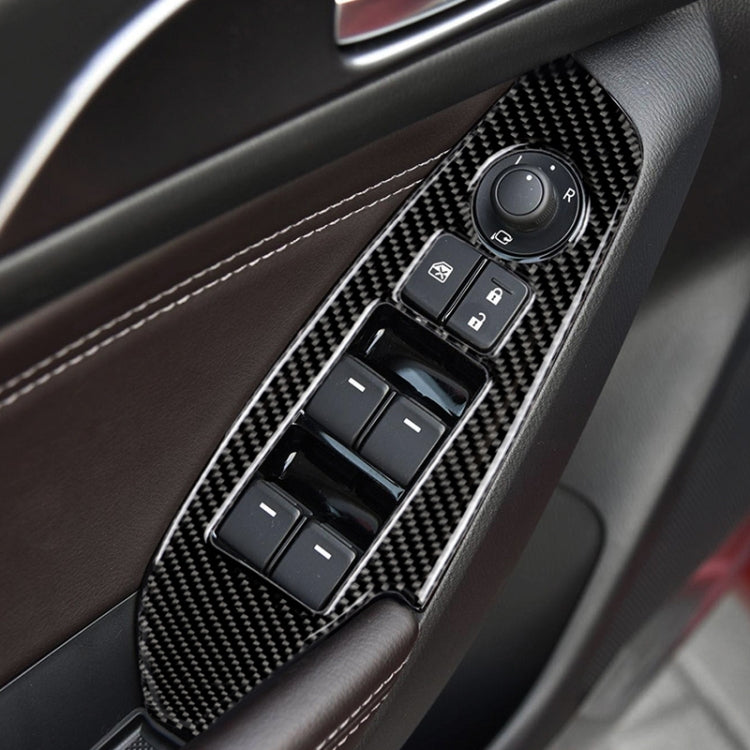 Car Carbon Fiber Left Drive Window Lift Panel Decorative Sticker for Mazda Axela 2014 / 2017-2018