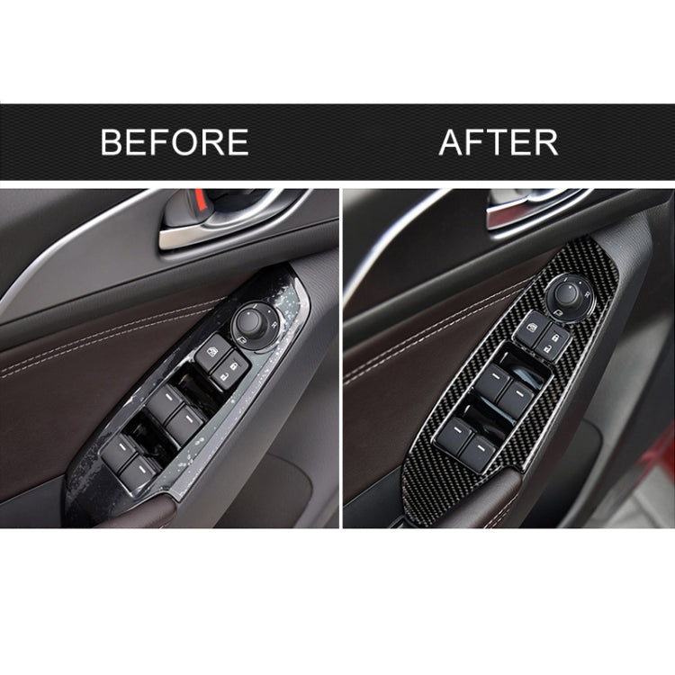 Car Carbon Fiber Left Drive Window Lift Panel Decorative Sticker for Mazda Axela 2014 / 2017-2018
