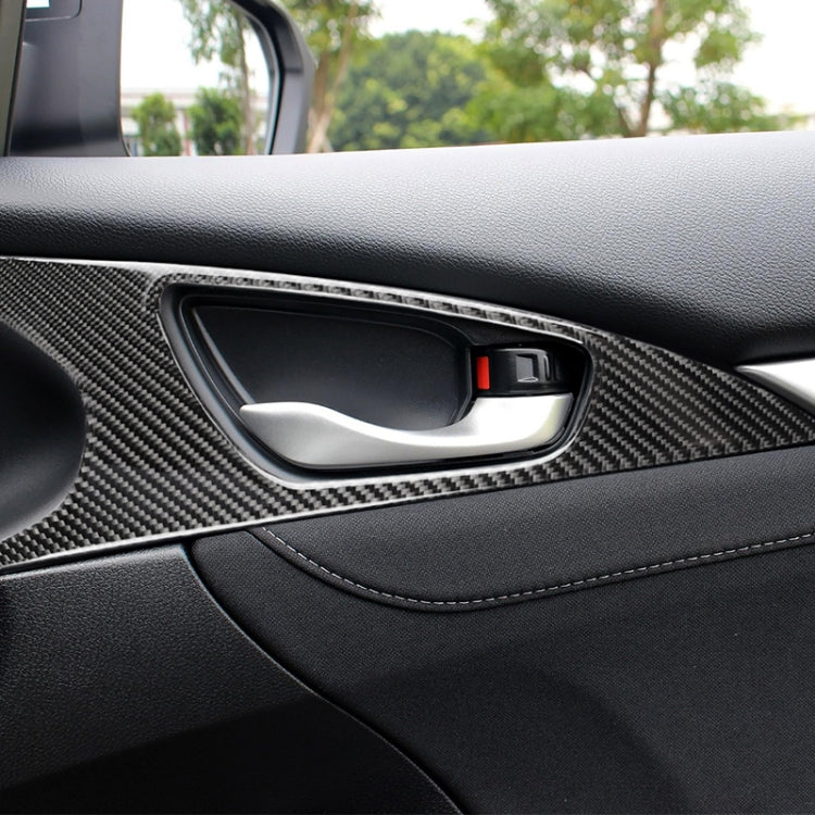 2 PCS Car Carbon Fiber Door Inner Handle Wrist Panel Decorative Sticker for Honda Tenth Generation Civic 2016-2019