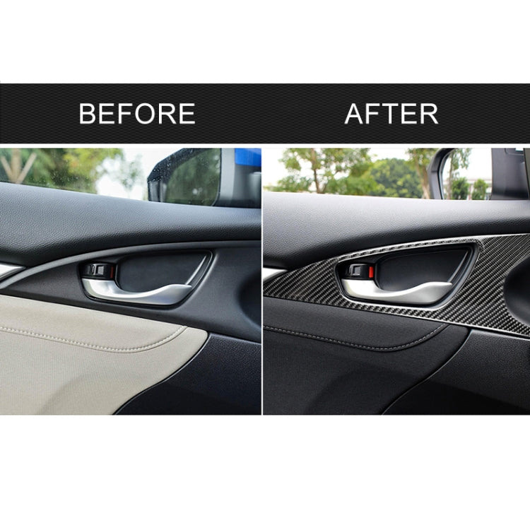 2 PCS Car Carbon Fiber Door Inner Handle Wrist Panel Decorative Sticker for Honda Tenth Generation Civic 2016-2019