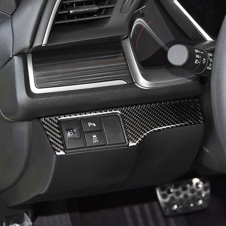 Car Carbon Fiber Headlight Switch Panel Decorative Sticker for Honda Tenth Generation Civic 2016-2019, Left Drive