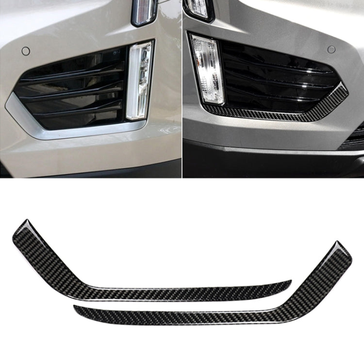 Car Carbon Fiber Front Fog Light Decorative Stripe for Cadillac XT5 2016-2017, Left Drive
