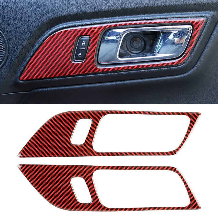 2 in 1 Car Carbon Fiber Inner Door Handle Decorative Sticker for Ford Mustang 2015-2020